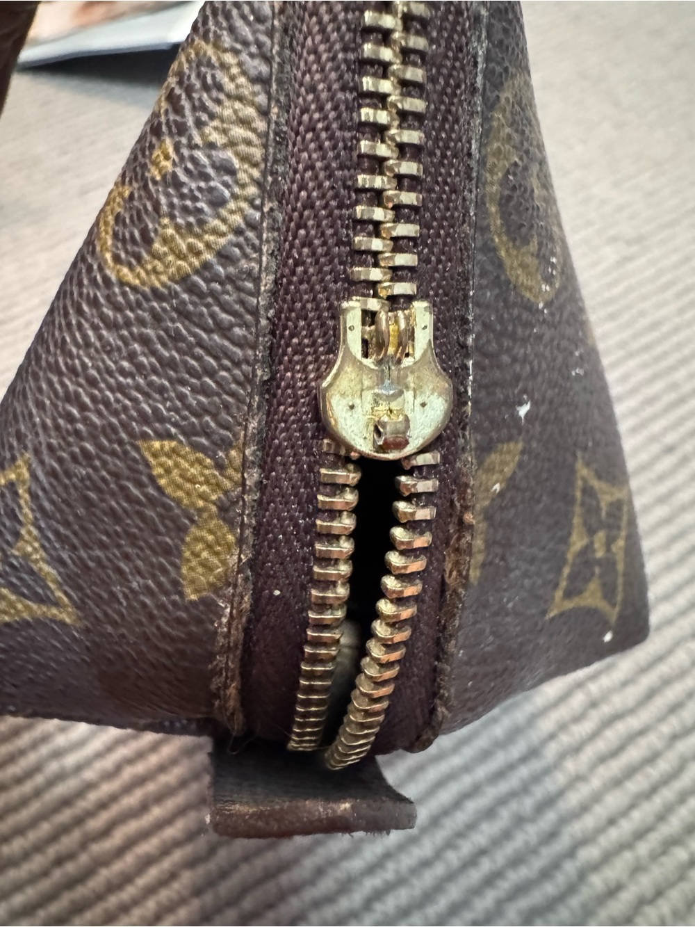 Auth Louis Vuitton Monogram Canvas Brown and Gold Toiletry Pouch - Picture 6 of 15